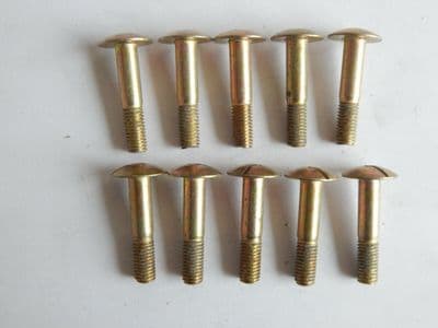 10 x Steel Aircraft Bolts, Mushroom Head, 1/4