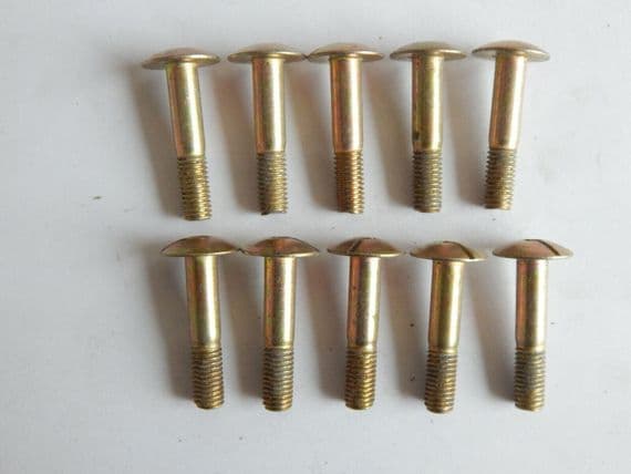 10 x Steel Aircraft Bolts, Mushroom Head, 1/4