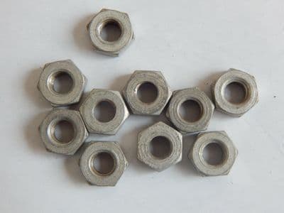 10 x Steel Aircraft Hex Nuts, 1/4" UNF, 0.19" Height [CN1A-10]