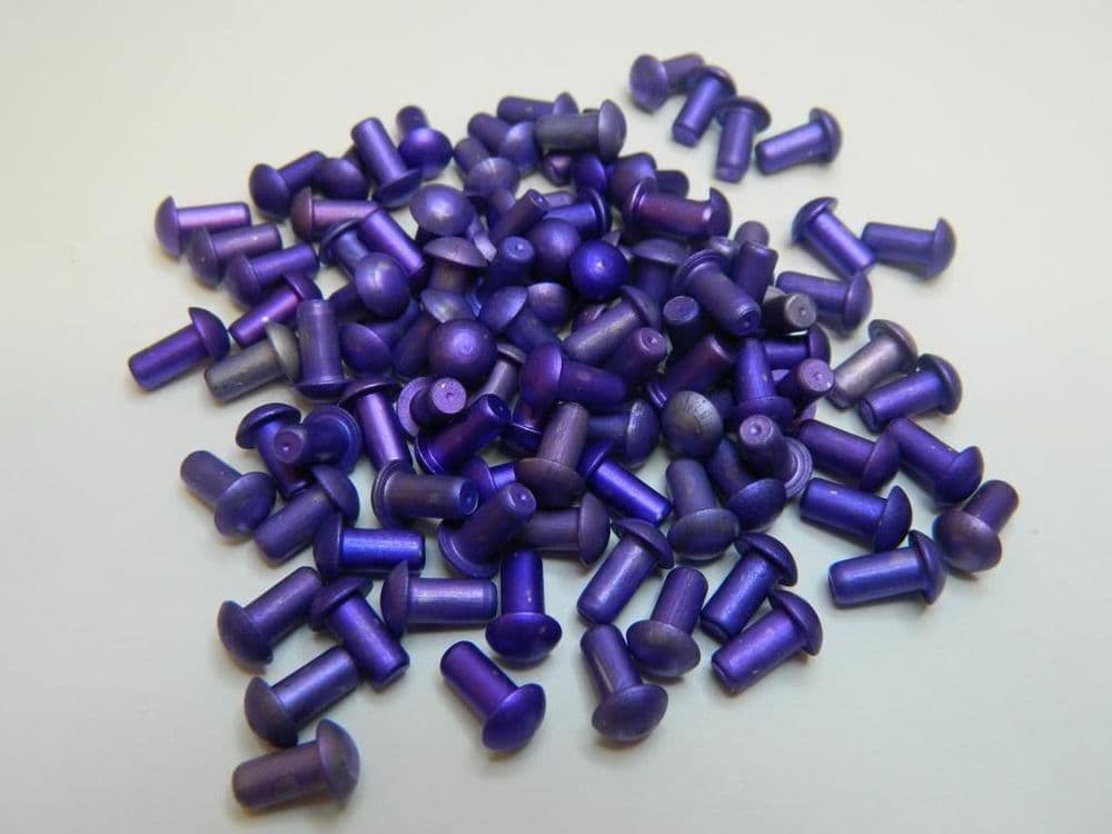 100 x Dome Head Rivets Violet Dia 5/32