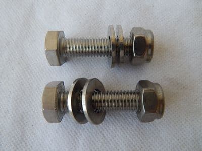 2 x M10 Hex Head Screw Washer & Locking Nut Set Stainless Steel, 47mm Long [E11]