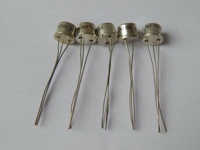 5 X 2N1302 Germanium Transistor, NPN, 0.15W, 25V, 0.3A, TO5 [3R1E, EC60]