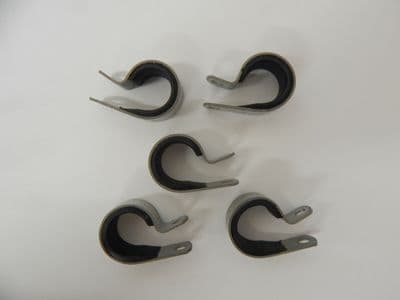 5 x Aluminium Covered Pipe Clips, Clamps, Loops, Ins Dia 11/16