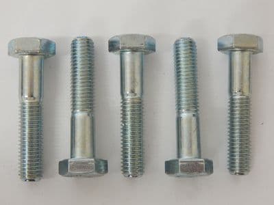 5 x BZP Steel Hex Head Aircraft Bolts, M10-1.5 Thread, 50mm Fastener [V11],