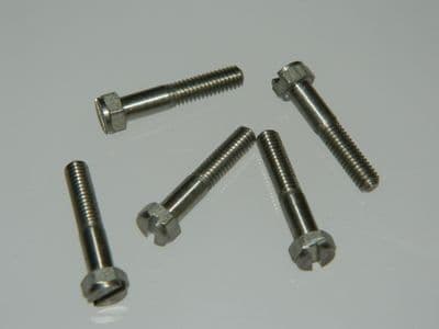5 x M4 Bolts Slotted Hex Head Stainless Steel Length 21mm, Grip 7.7mm [C4]