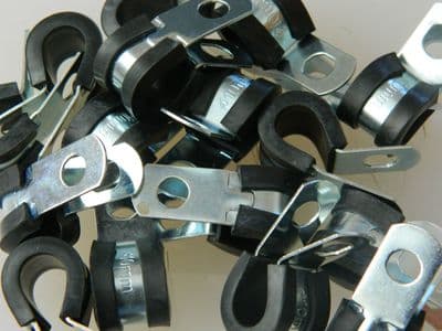 5 x Support Clamp Rubber Covered P Clamp For 10mm Pipe or Cable 13mm Wide [S12]
