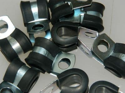 5 x Support Clamp Rubber Covered P Clamp For 10mm Pipe or Cable 20mm Wide [S10]