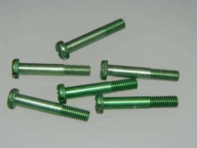 6 x 10-32 UNF Pan Head Bolts Light Alloy Dyed Green Part No. A171-6D [E8]