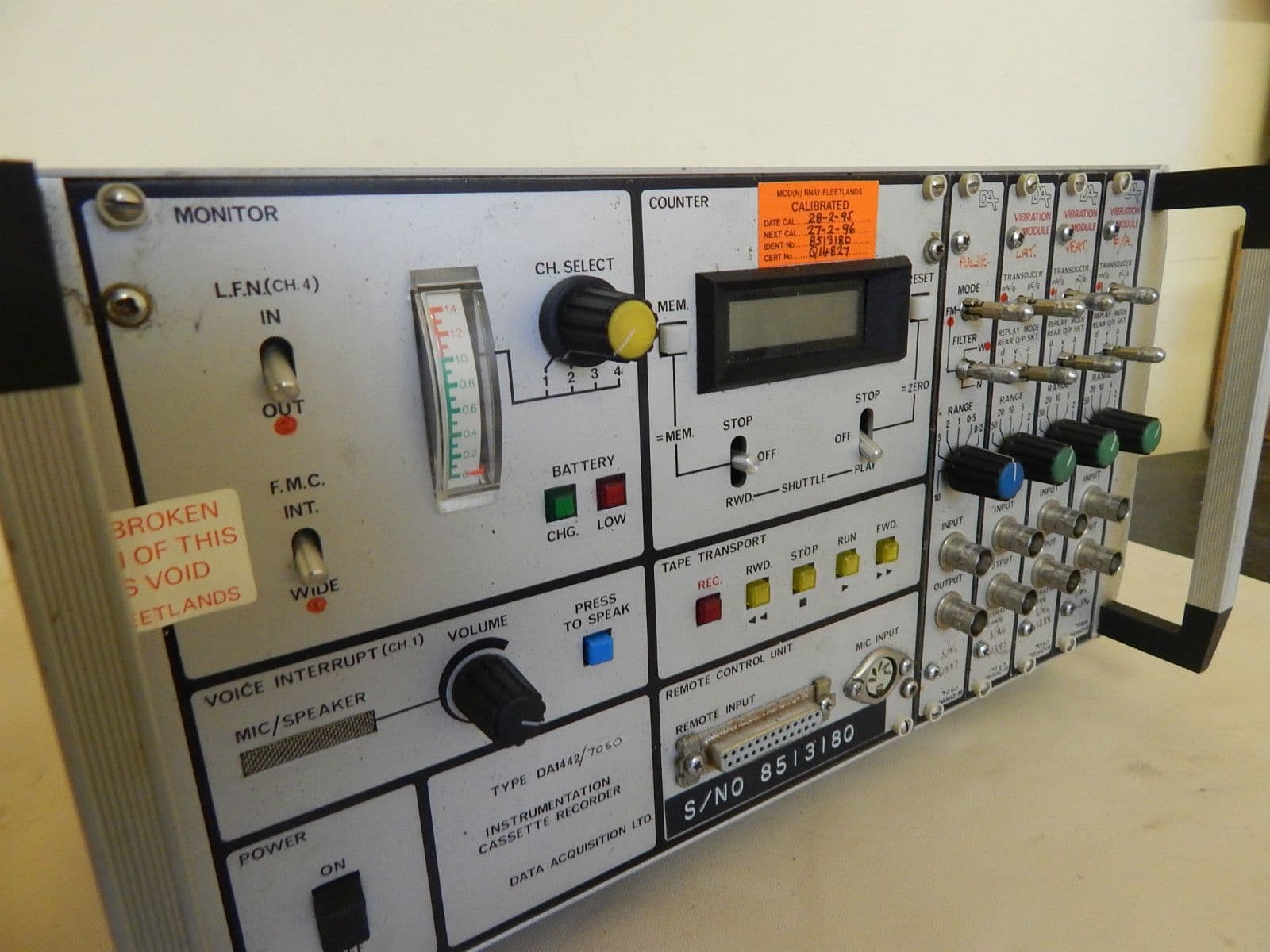 Aircraft Airborne Instrumentation Tape Recorder Part No Type DA 7050 1R15A