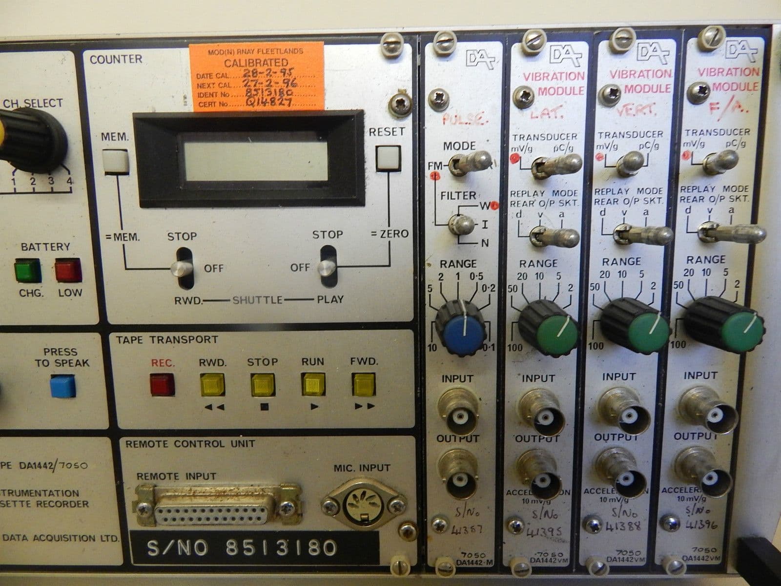 Aircraft Airborne Instrumentation Tape Recorder Part No Type DA 7050 1R15A