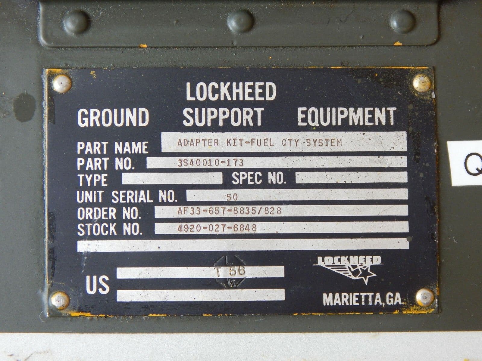 Aircraft Fuel Quantity Test Adapter Kit Type MD-2A by Lockheed PL5