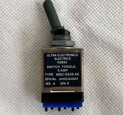 Aircraft Ultra Electronics Toggle Switch, 2 Pole 2 Position, 5A, K0653 [1R8D]