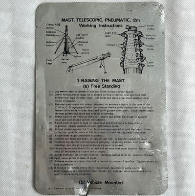 Clark Scam Mast 12m Working Instructions On Aluminium Sheet [1R7D2]