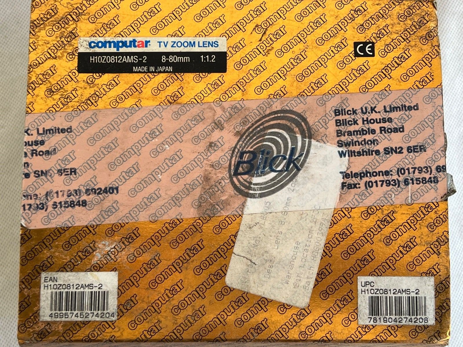 Computar H10Z0812AMS-2 TV Zoom Lens 8-80mm 1 1 2 D6C