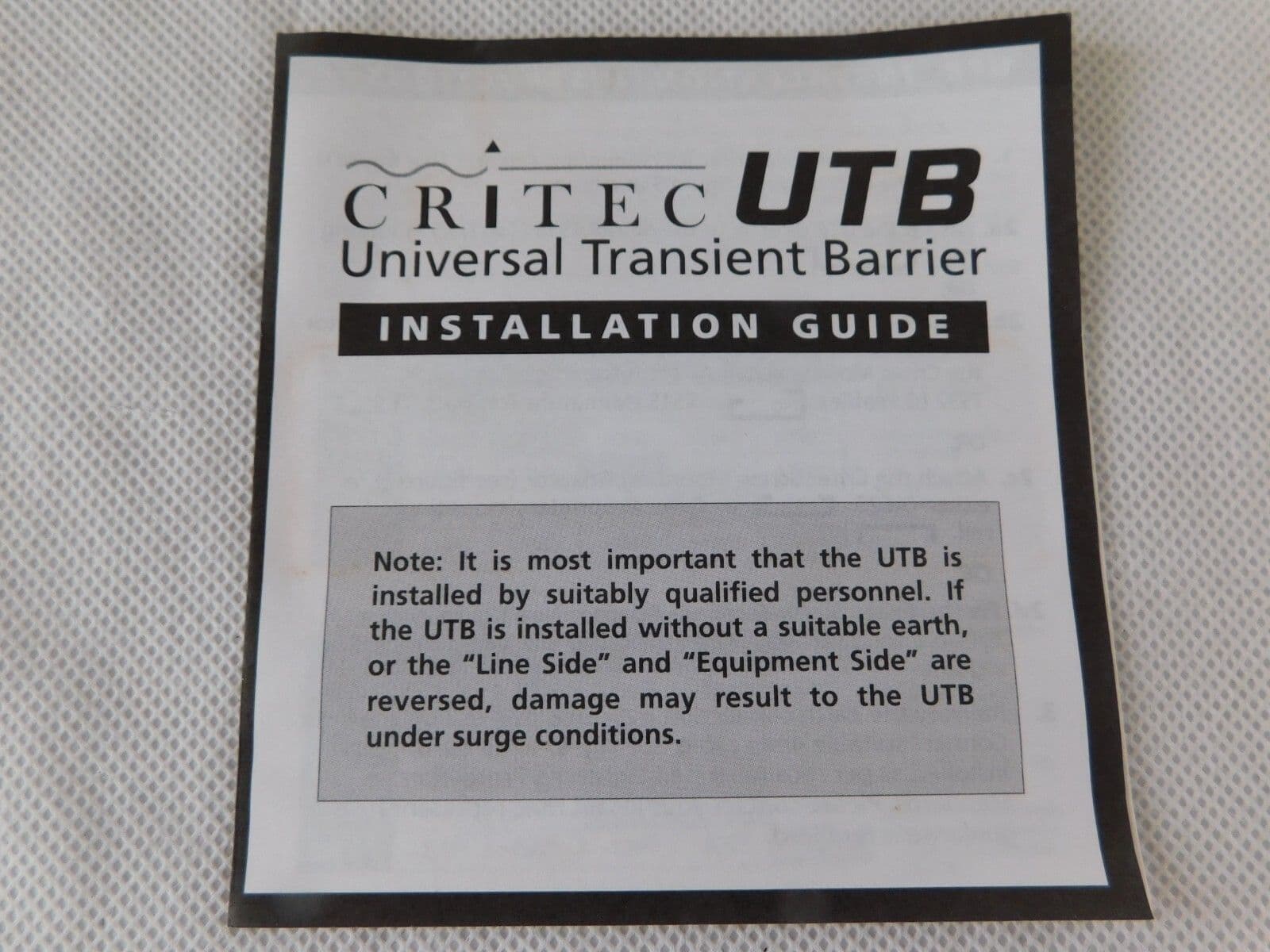 Critec UTB-72 Universal Surge Lightning Transient Barrier D6B