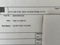 Eurofighter Typhoon 411AT Line Fuel Vent ECS Access Panel From ZJ815 [PL20]