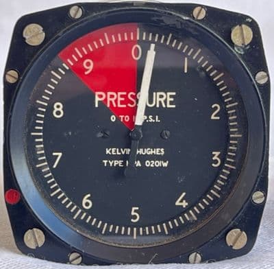 Ex RAF Aircraft 0-10 P.S.I Pressure Indicator, Type KPA 0201W [D4D]