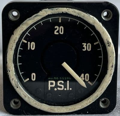 Ex RAF Aircraft 0-40 PSI Oil Pressure Indicator Gauge, Sangamo Weston Ltd [1R8D]