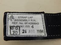 Ex RAF Aircraft Seat Right Hand Lap Strap Assembly, Part No. GQ21061 [1R12B]