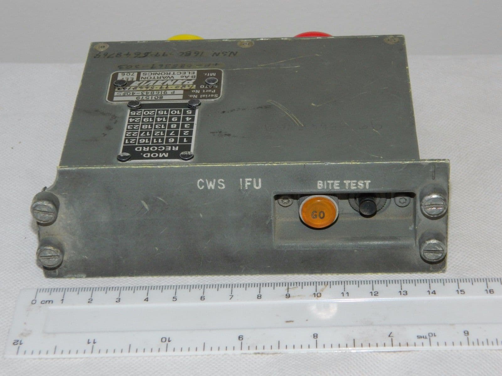Ex RAF Panavia Tornado Interface Central Warning Panel From Aircraft ...