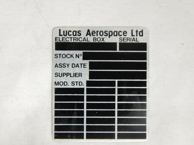 Lucas Aerospace Aluminium Name Plate, Part No. CH139732-3, 53 x 45mm [GR6D]