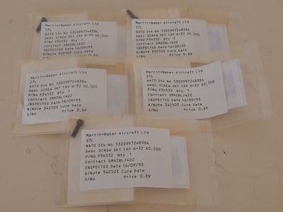 Martin Baker Ejection Seat Socket Cap Screw 6-32 x 0.5 Pack Of 5 P34532 [1R1C]