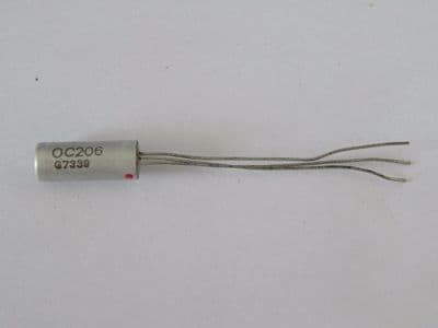 Mullard Silicon Transistor, Pt No. OC206, 32V, 0.25A, 0.3W, PNP, TO7 [3R1D, EC42]