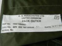 Parachute Outer Pack, Ex RAF, GQ Parachutes Ltd, Part No: MR IGQ 783  [PL11]