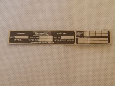 Plessey UK Nameplate Aircraft Electrical Division 102 x 15mm [O13]
