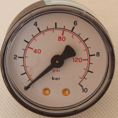 Pressure Gauge Rear Entry, 0-10 Bar, 0-140 PSI [1R9C]