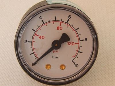 Pressure Gauge Rear Entry, 0-10 Bar, 0-140 PSI [1R9C]