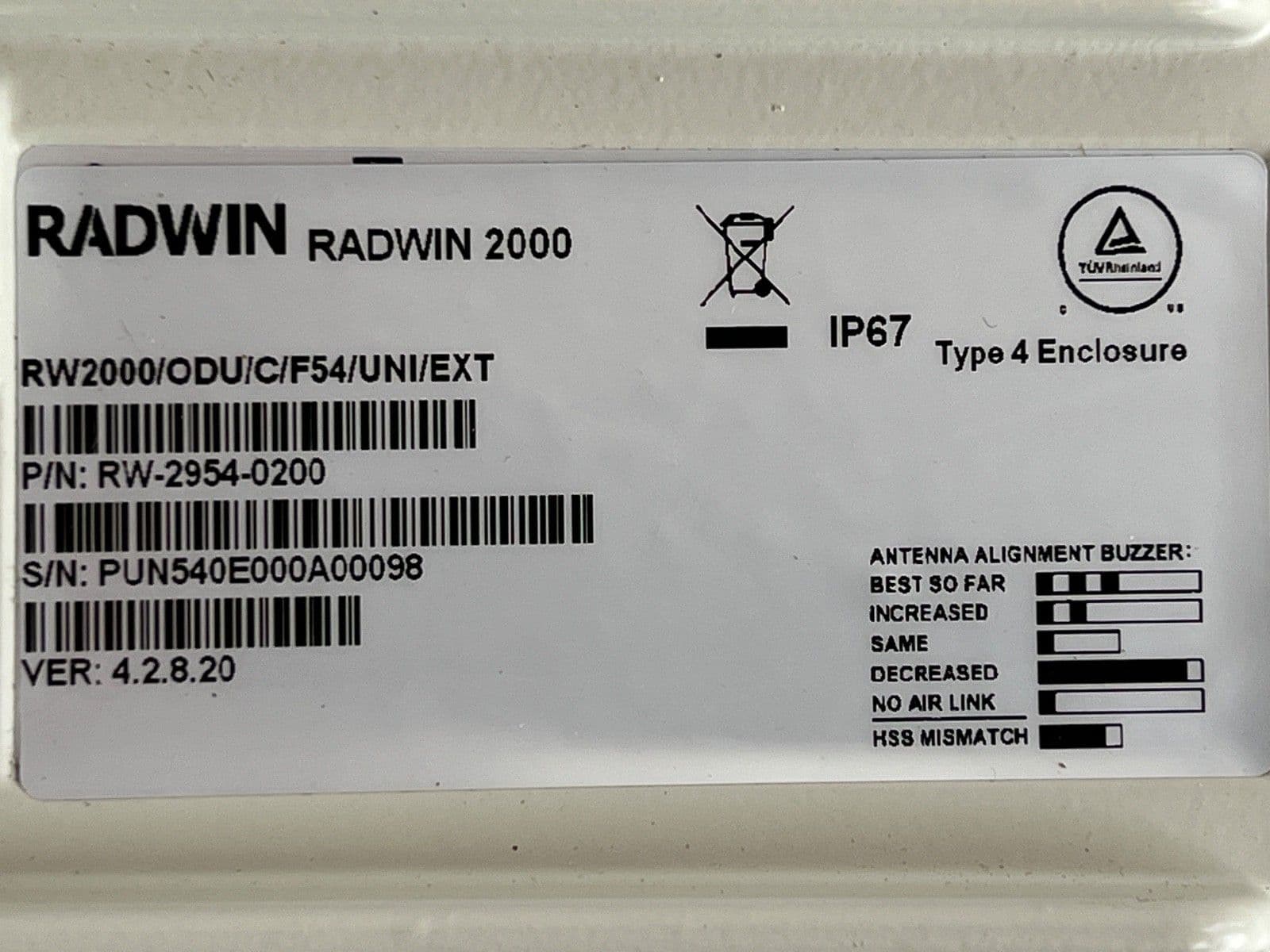 Radwin 2000 C Series Out-Door Wireless Link RW-2954-0200 New 1R8E