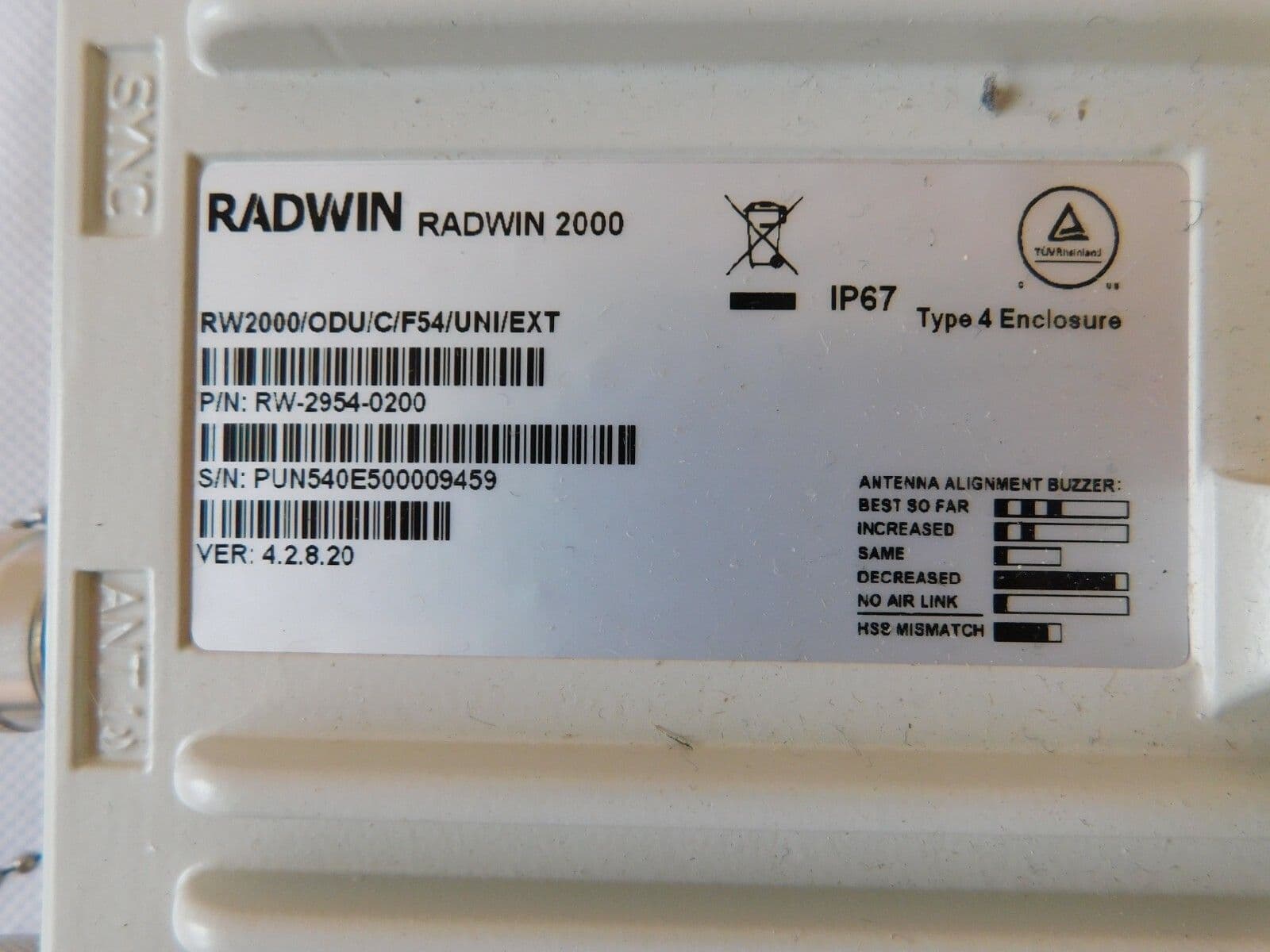 Radwin 2000 Out-Door Unit ODU RW-2954-0200 1R1E