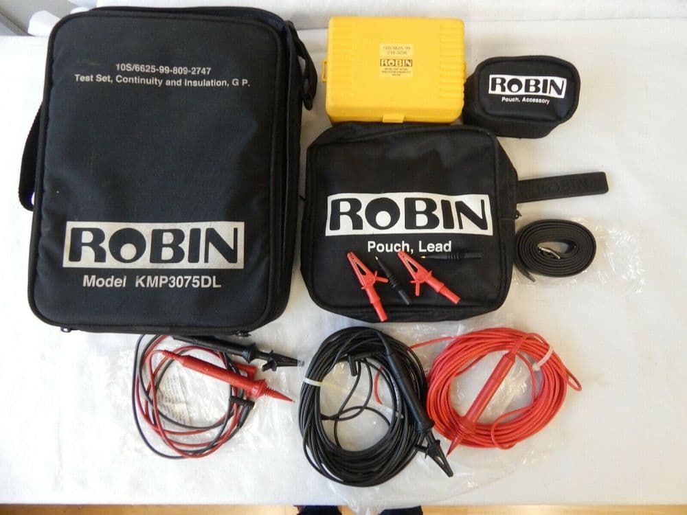 Robin Test Instruments Robin KMP3075DL Continuity and Insulation Tester 2 Sets Test Leads Case ...