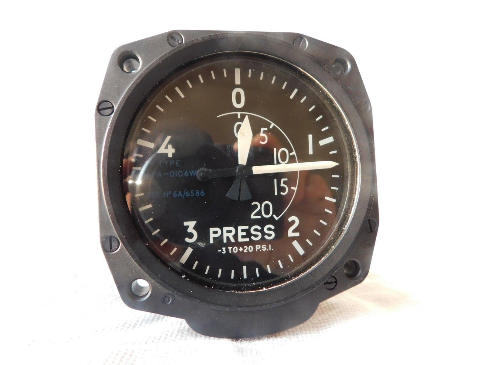 Pressure Instrument In Aircraft Smiths Aircraft Pressure Gauge KPA-0106W -3 To 20 PSI Ref No 6A/6586 1R3B