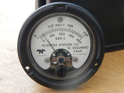 Teledyne Pyrometer 0-750F, 0-400C Temperature Gauge [1R10D]