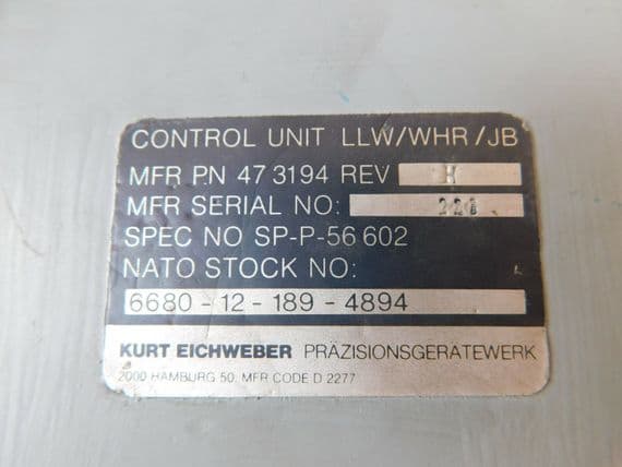 Tornado Aircraft Fuel Management Control Unit Part No 473194 1R9B