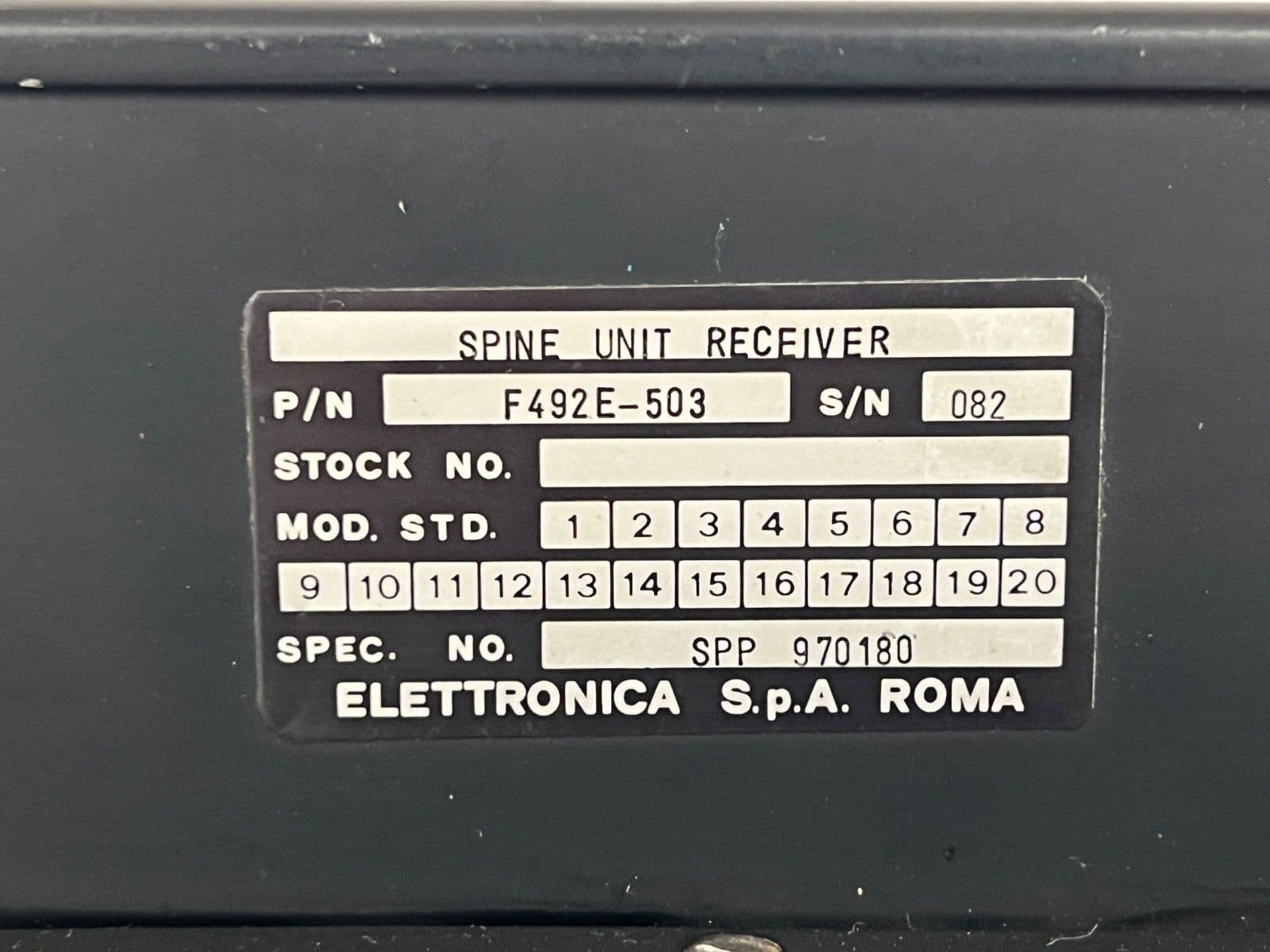 Tornado Aircraft RWR Radar Spine Receiver LRU F492E-503 PL51