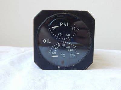 VC10 Aircraft Oil Presuure and Temperature Gauge, 0-75PSi, PW/102ADR/CP/1 [1R8B]