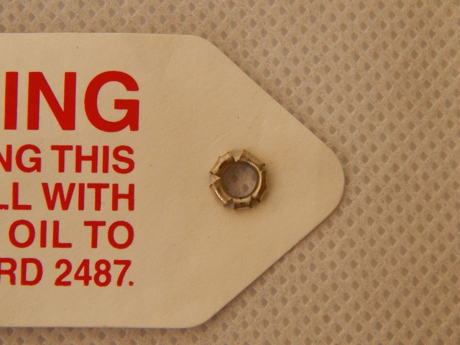 WARNING Label for Gearbox Oil Level 7 5 x 3 5cm J15