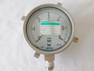 Wika 0-6 Bar Oxygen Pressure Indicator Gauge, Part No 5601 [D4C]
