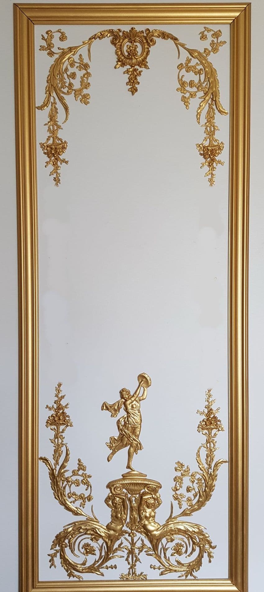 1 DECORATIVE ANTIQUE LOUIS XVI MARIE ANTOINETTE STYLE GILT OR WHITE WALL PANELLING PANEL (No116)