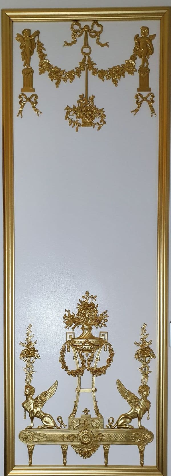1 DECORATIVE ANTIQUE LOUIS XVI MARIE ANTOINETTE STYLE GILT OR WHITE WALL PANELLING PANEL (No115)