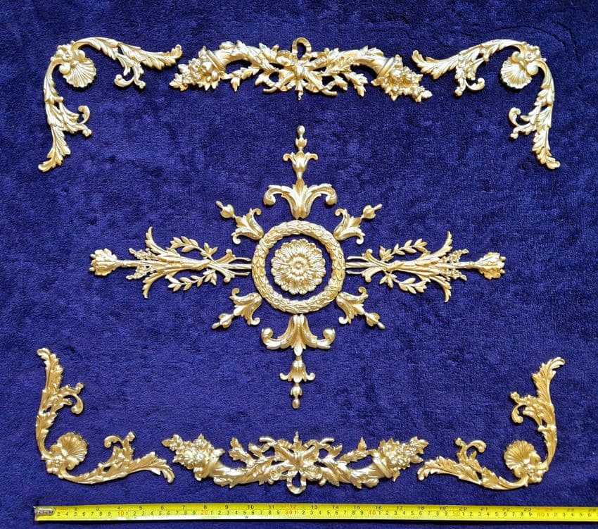 DECORATIVE PLASTIC MOULDING LOUIS XVI ANTIQUE STYLE APPLIQUE GILT WHITE WALL DECORATION (No196)