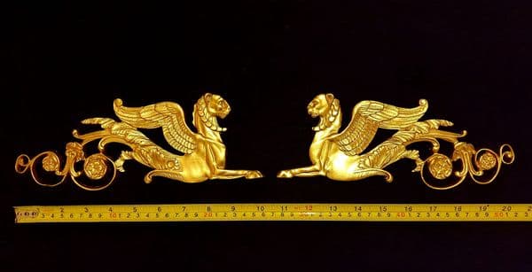 LARGE PAIR EMPIRE SPHINX GRIFFIN WALL MOULDING ONLAY APPLIQUE (No52)