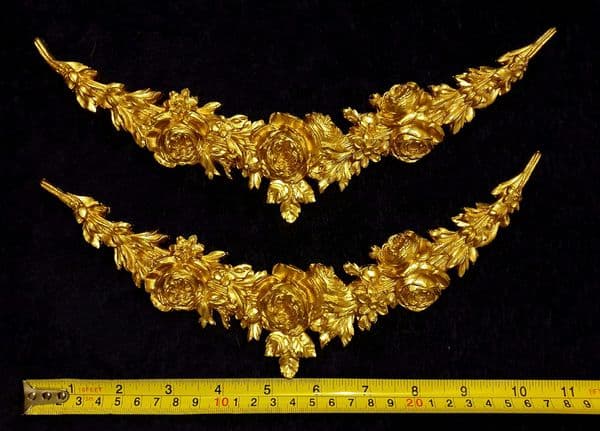 PAIR DECORATIVE FLORAL SWAG ONLAY MOULDING WALL FURNITURE DECORATION (No118)