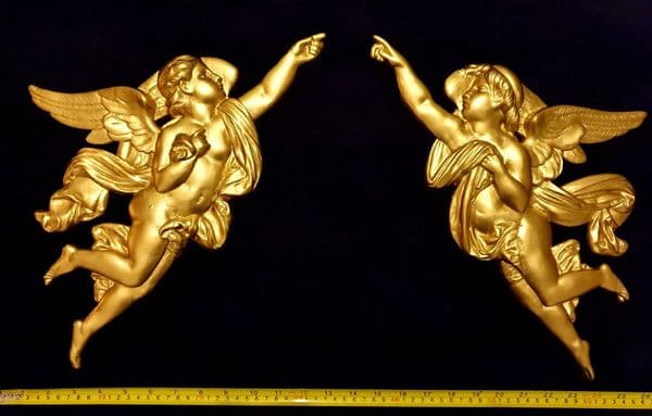 PAIR DECORATIVE MOULDING ANTIQUE ORNATE WALL OR FURNITURE DECORATION (No98)