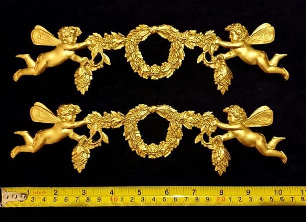 PAIR DECORATIVE MOULDING ANTIQUE STYLE WALL MIRROR DECORATION (No72)