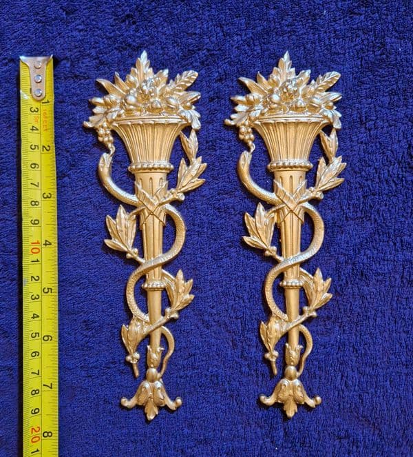 PAIR DECORATIVE MOULDING RESIN ONLAY APPLIQUE WALL MIRROR DECORATION (No187)