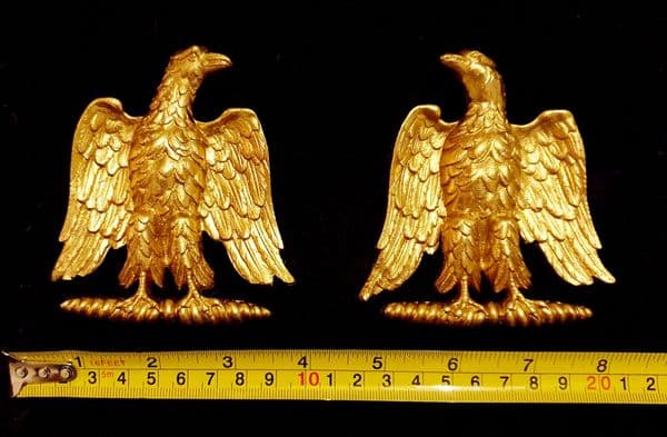 PAIR EMPIRE EAGLES WALL MOULDING ONLAY APPLIQUE (No123)
